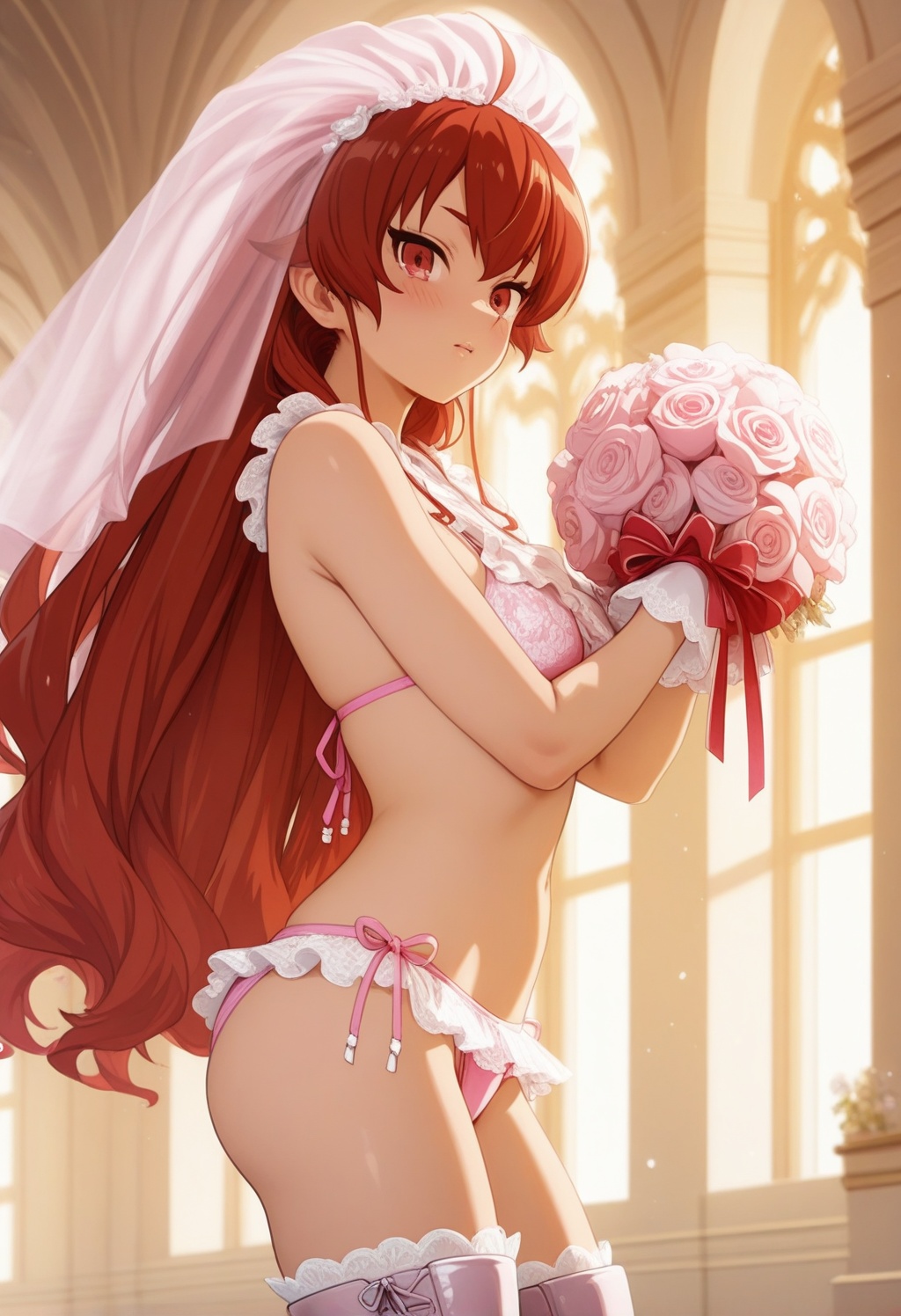 erismt,  red eyes,  red hair on Tensor.Art
