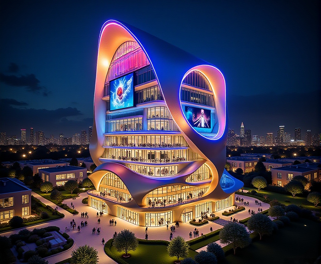 A futuristic nighttime skyline featuring a near-kilometer-tall skyscraper rising like a sacred urban monument. The tower’s...