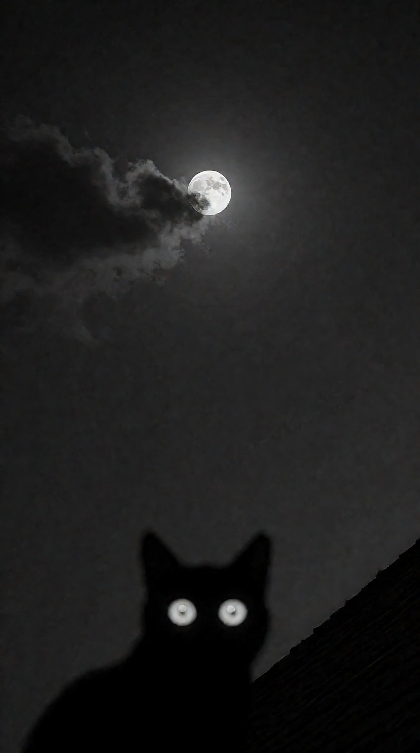 A cinematic,  hyper-realistic black and white minimalist shot dominated by a vast,  smooth night sky. High in the upper-ce...