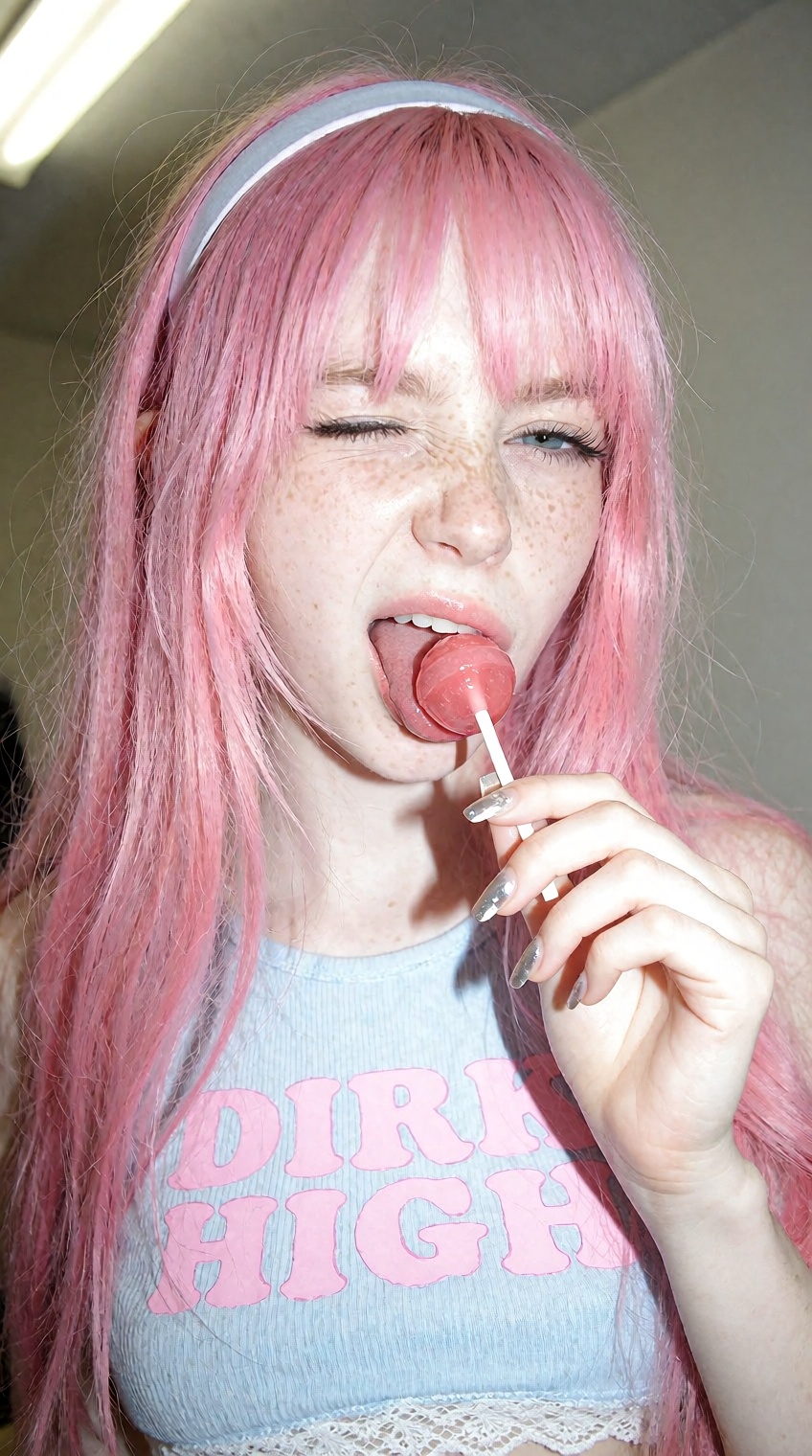 Raw smartphone candid photograph,  high ISO noise and film grain. pink_g1rl,  a young woman with very pale skin on Tensor.Art