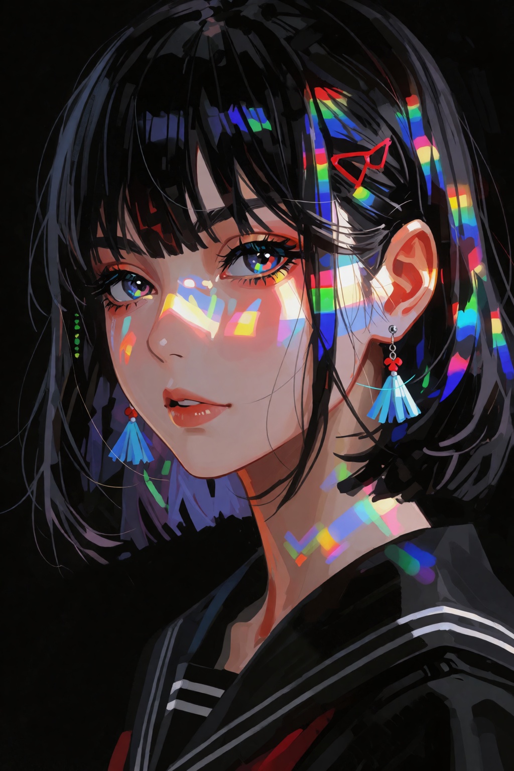 Close-up portrait of a girl,  anime style,  high contrast on Tensor.Art
