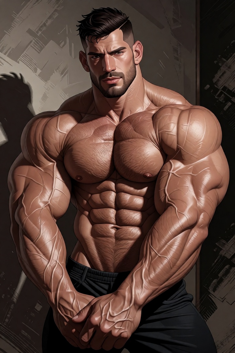 handsome muscular man bara style,  muscular masculine male,  beefy athletic build on Tensor.Art
