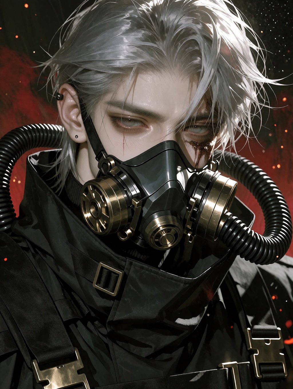 Ultra HD quality,  oil painting style,  upper body shot (waist-up). A 34-year-old man with sharp on Tensor.Art