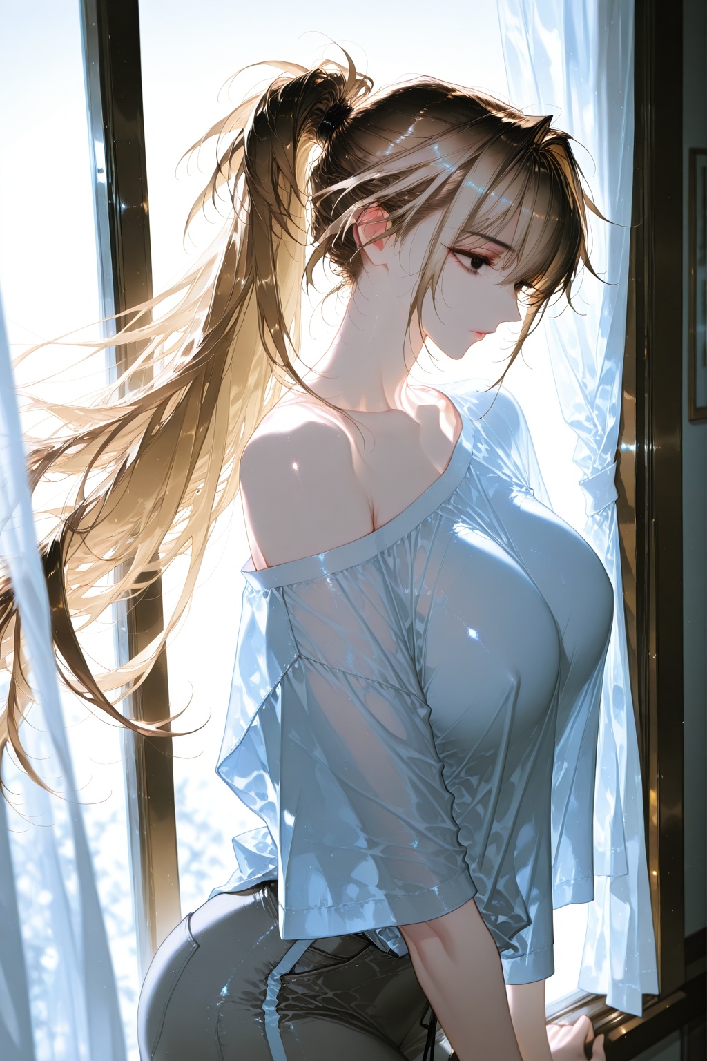 1girl,  beautiful young woman,  long brown blonde hair on Tensor.Art