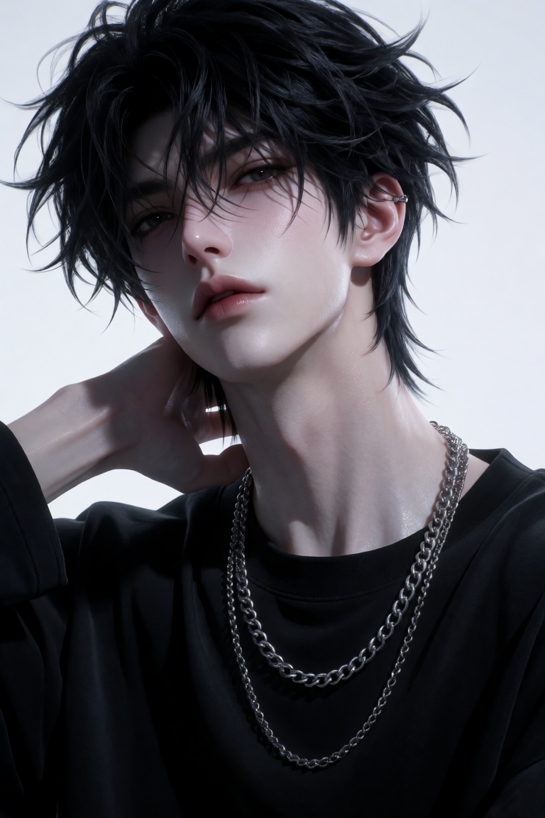 a strikingly handsome androgynous asian man,  ethereal delicate features,  pale luminous skin on Tensor.Art