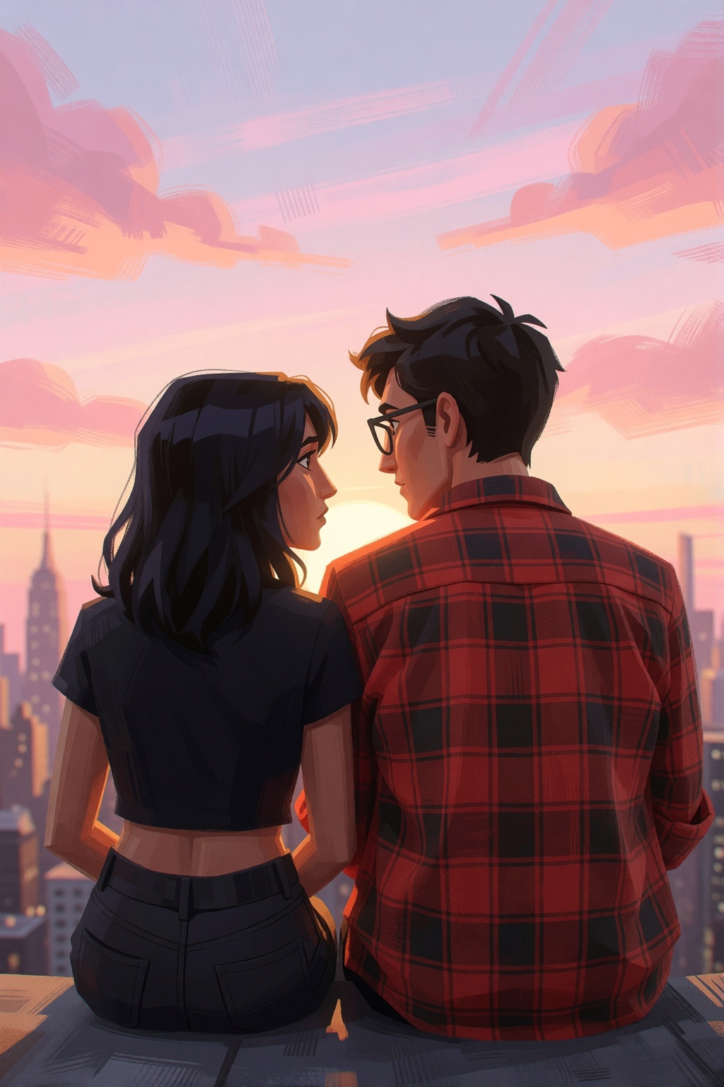 A heavily angular,  3d art style,  with brush stroke color texture on Tensor.Art