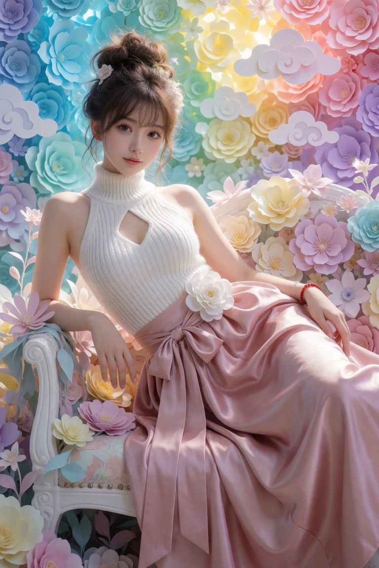 ethereal dreamy digital painting,  luminous glowing skin,  magical atmosphere. Full body shot of an exceptionally beautifu...