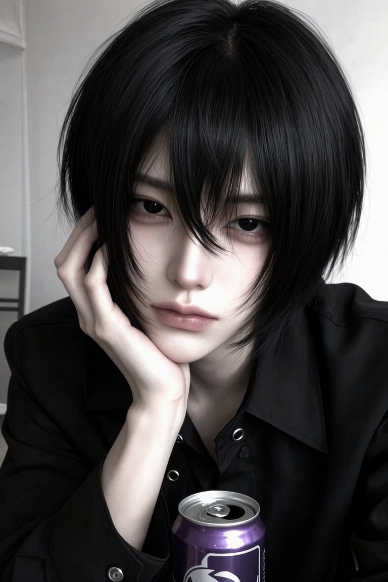 ((1 man)),  ((very handsome sharp-featured young man)),  Hair Short layered slide-cut hair framing the face on Tensor.Art