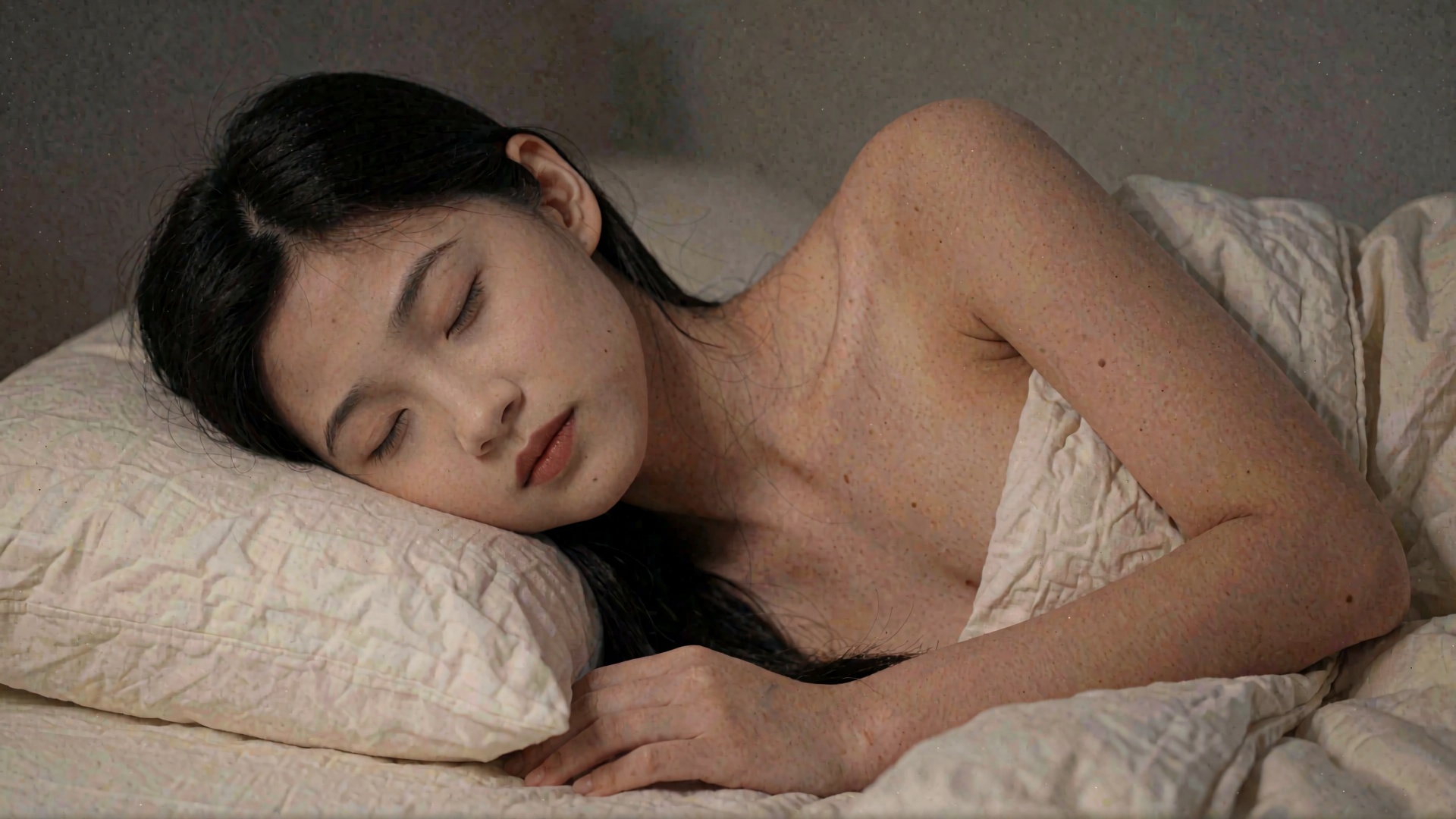 照片级写实人像,  中国女孩小美,  侧卧躺在床上 on Tensor.Art