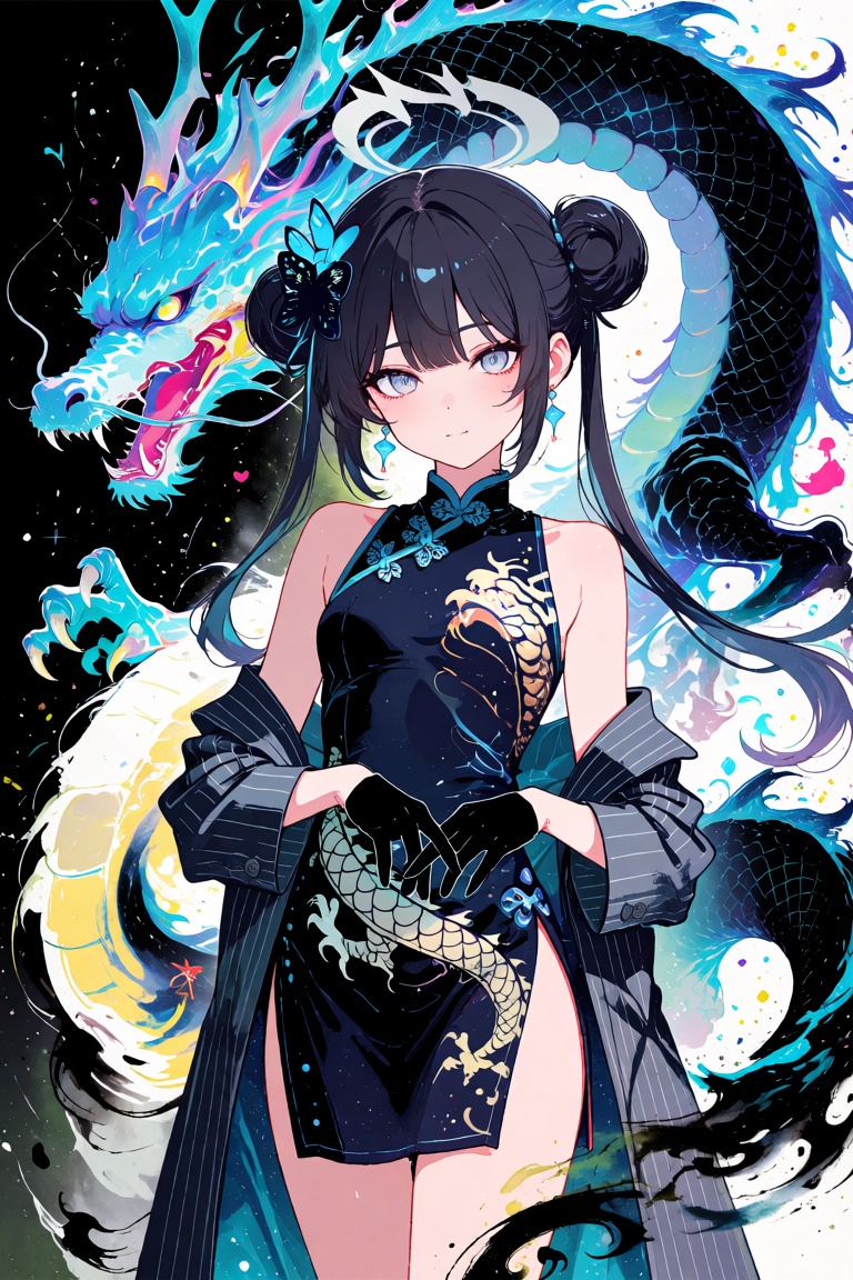[Subject] kisaki_\(blue_archive\),  black hair,  double bun on Tensor.Art