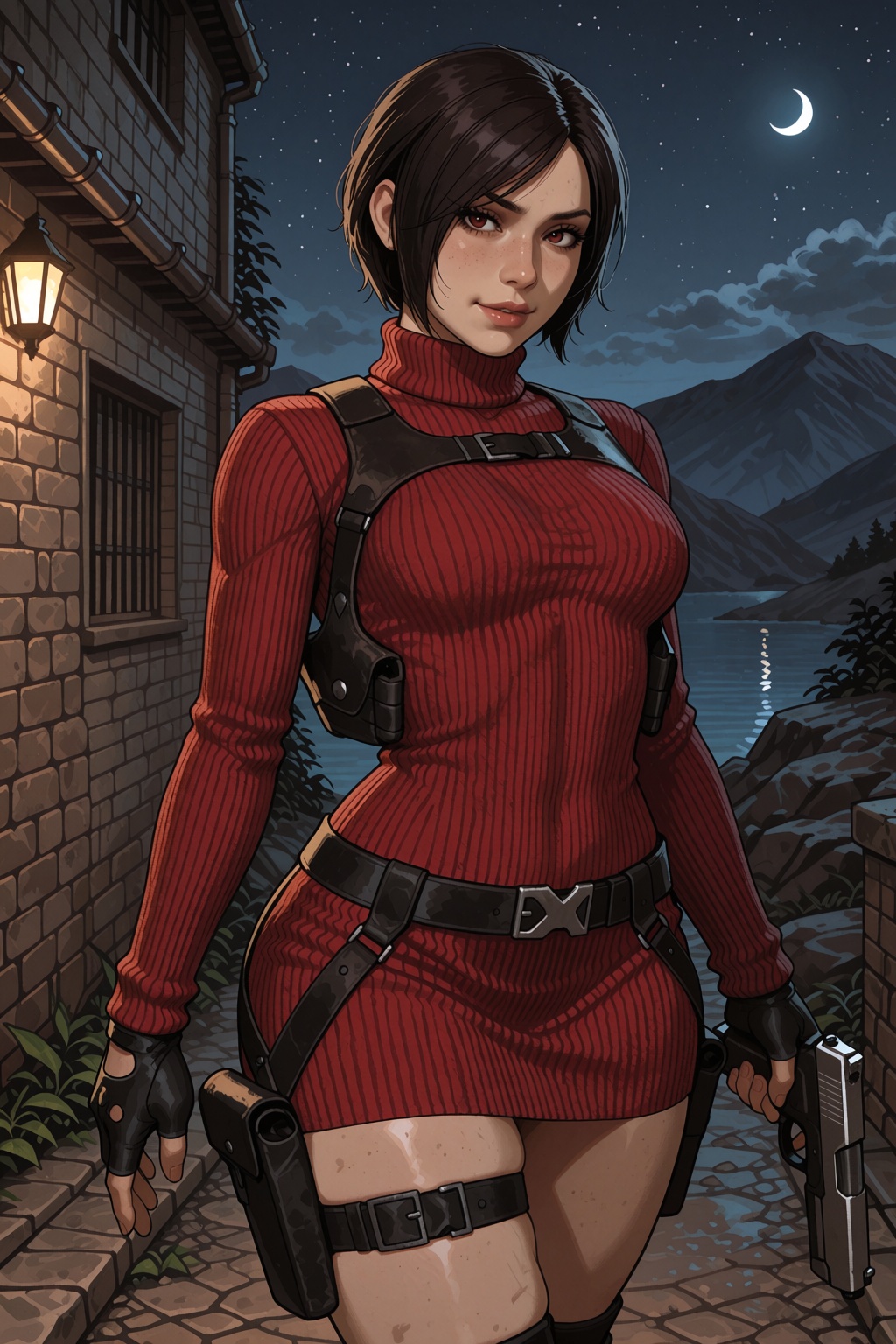 Vv.LXVIII - Acumen,  waist up focused shot,  ada wong from resident evil on Tensor.Art