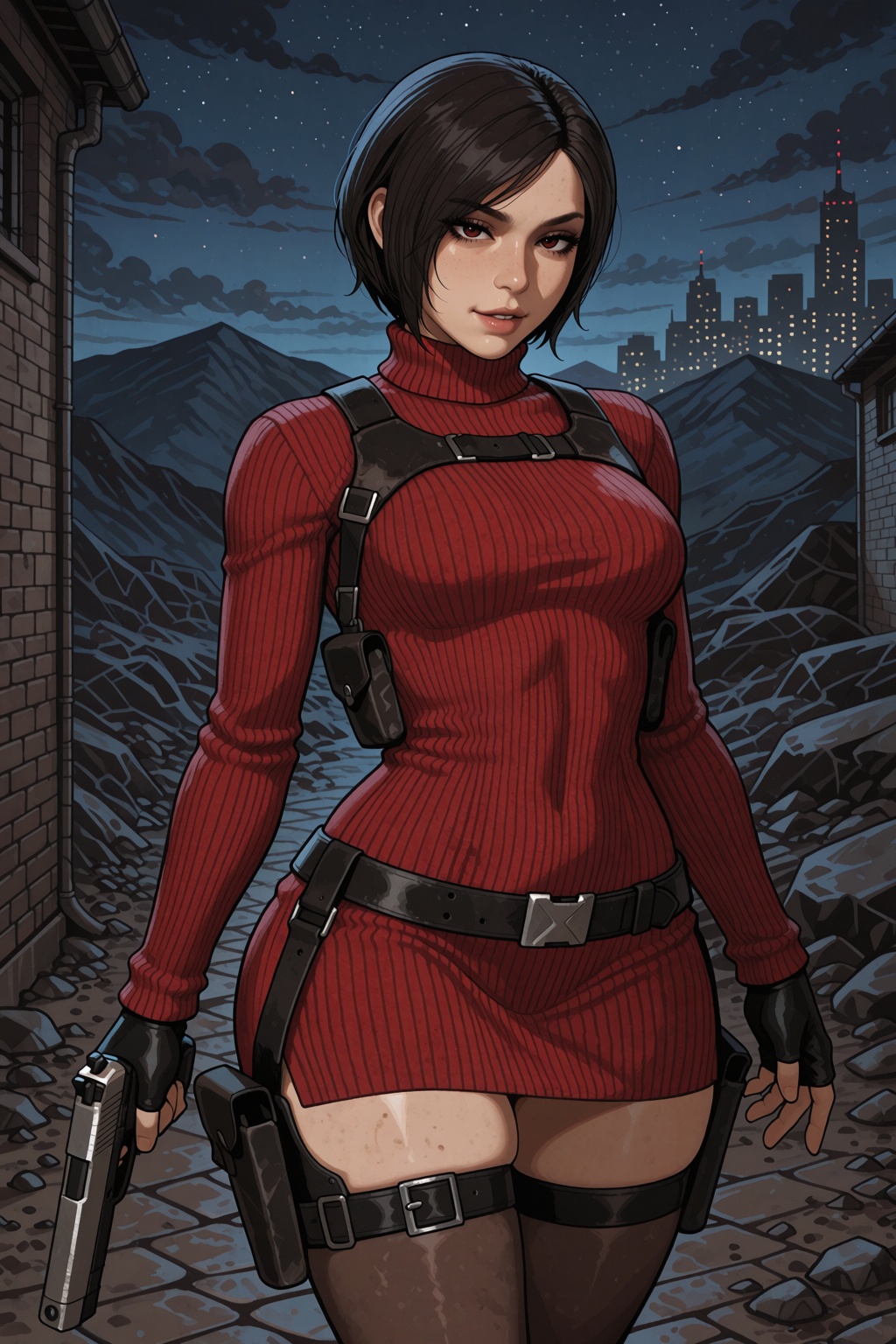 Vv.LXVIII - Acumen,  waist up focused shot,  ada wong from resident evil on Tensor.Art