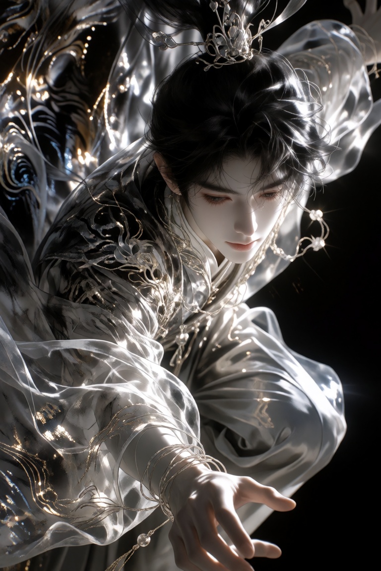 Naturallight,  华丽水墨人物插画,  高角度构图 on Tensor.Art