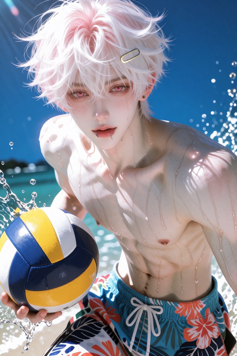 Light red hair,  Pink eyes,  white skin on Tensor.Art