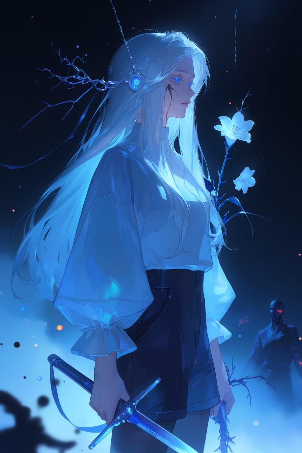 (Long Hair: 1.1),  (Solo: 1.2),  Light Particle on Tensor.Art