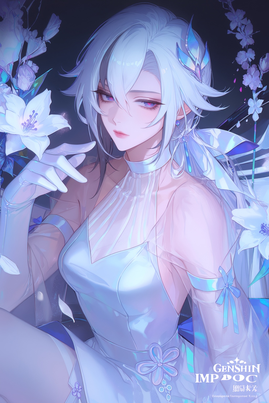 Arlecchino (Genshin Impact),  1girl,  white hair on Tensor.Art