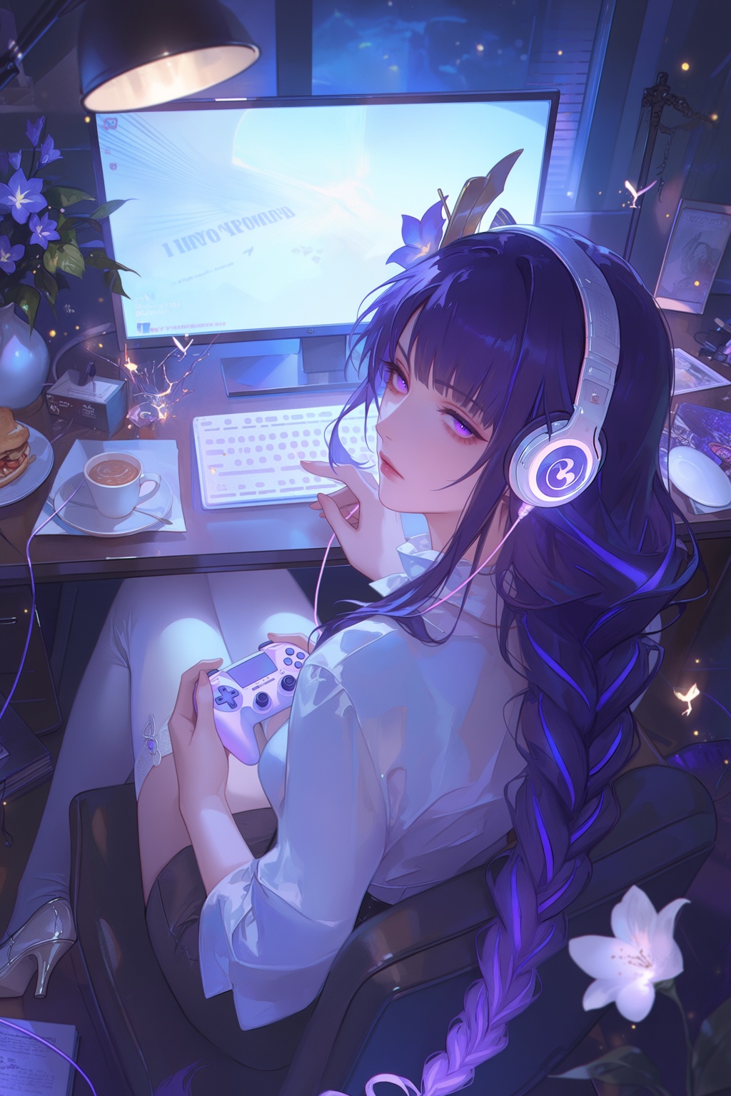 raiden shogun,  1girl,  long hair on Tensor.Art
