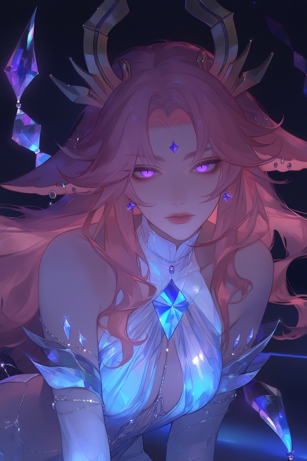 1girl,  solo,  short pink wavy hair on Tensor.Art