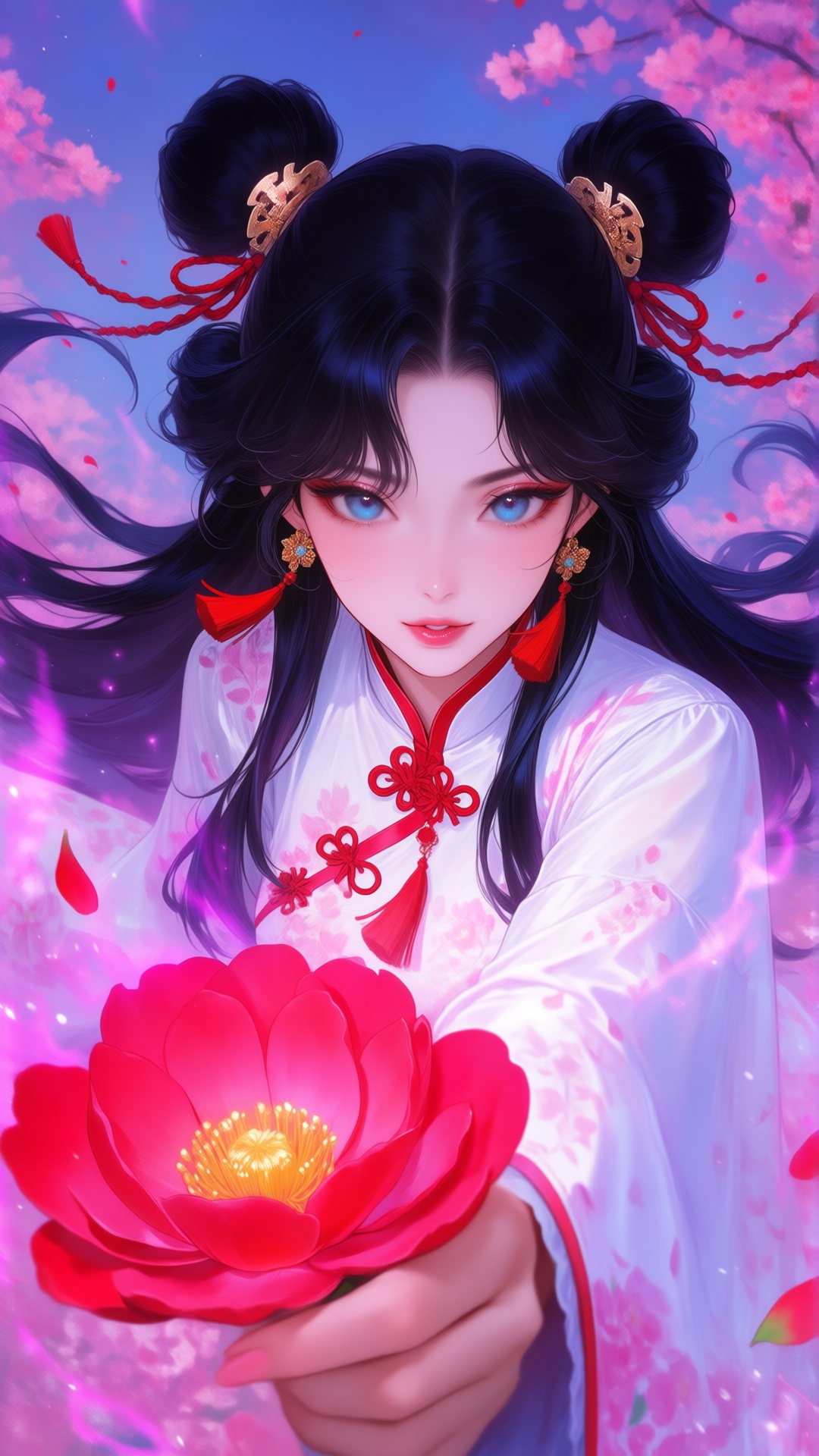 Japanese shojo manga magazine cover. Center foreground: - a vibrant,  stylized scene. "1girl,  solo on Tensor.Art