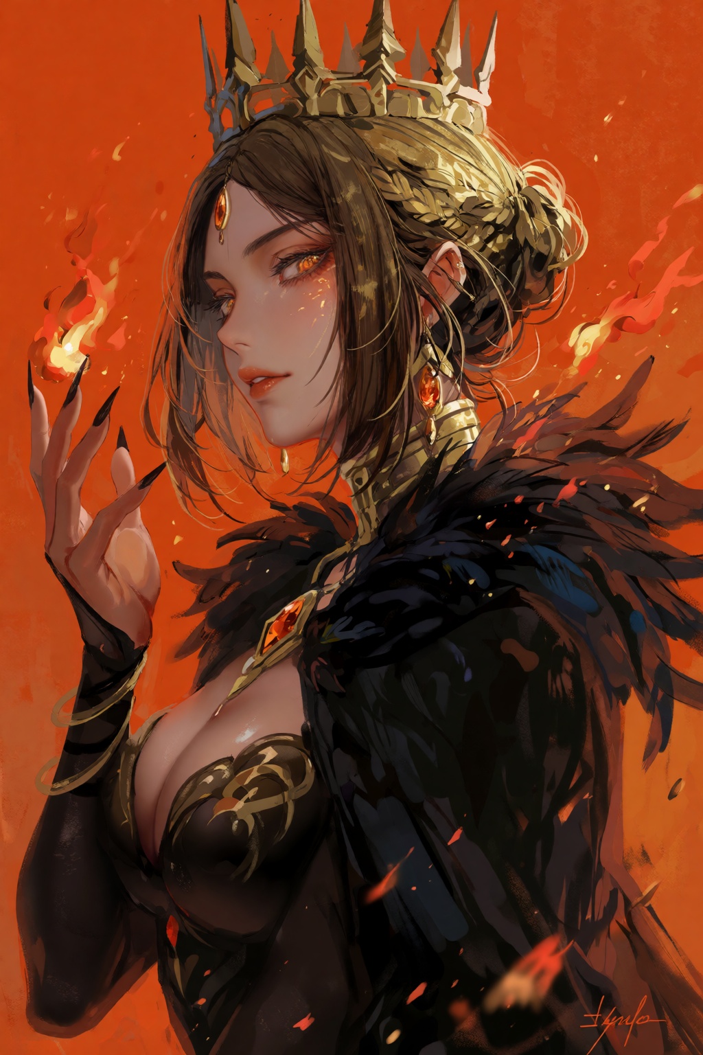 masterpiece,  painterly brushstrokes,  feather_crown on Tensor.Art