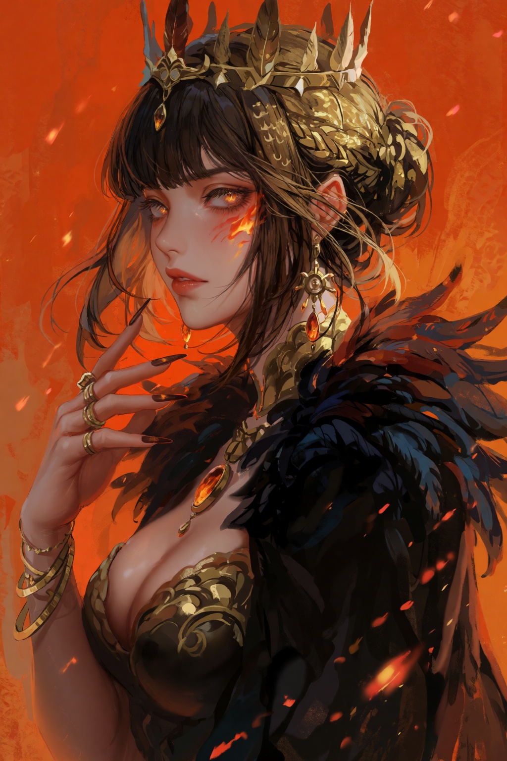 masterpiece,  painterly brushstrokes,  feather_crown on Tensor.Art