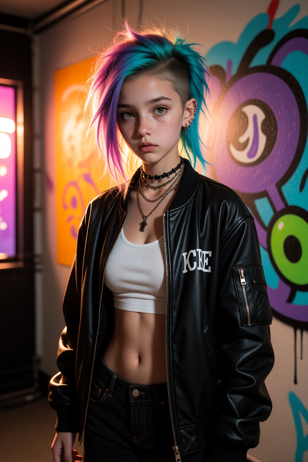 a cute punk teenager,  dyed hair,  piercings on Tensor.Art