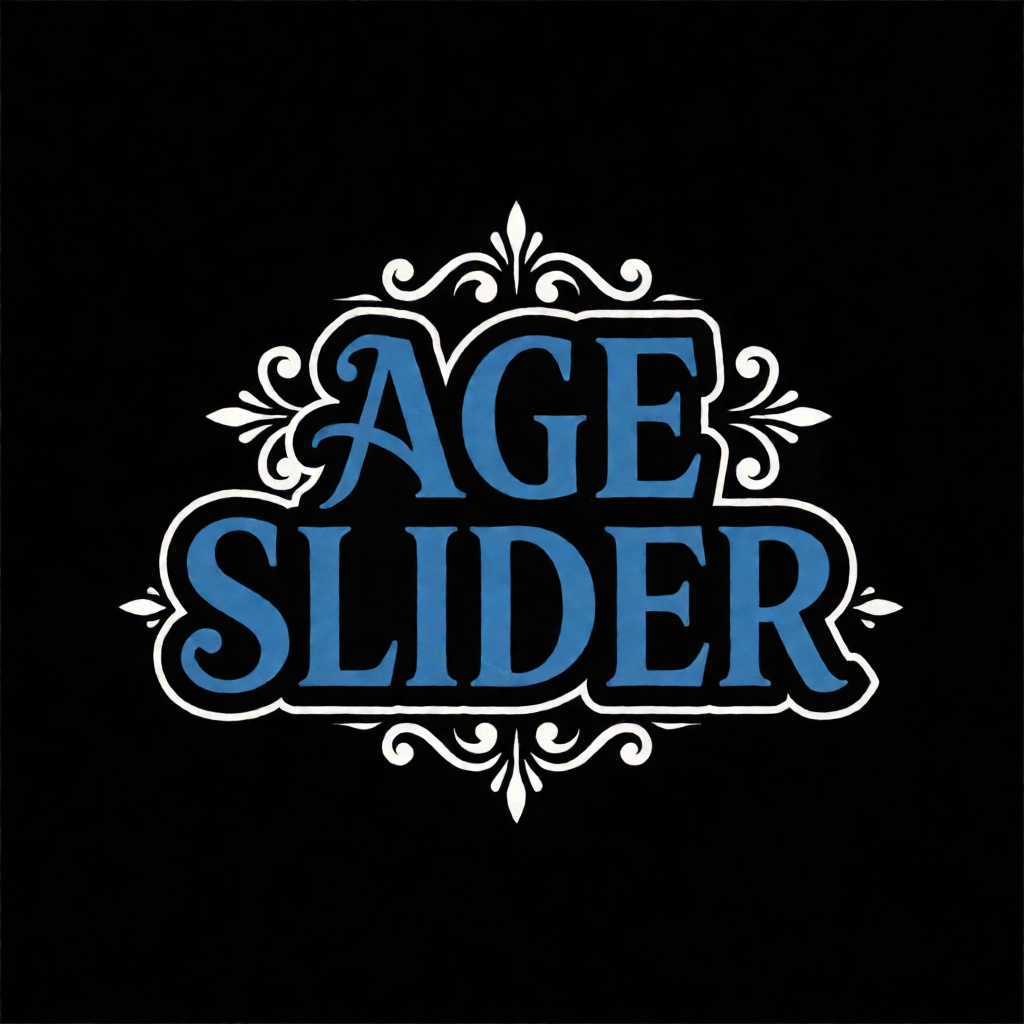 a stylish logo for a company called "AGE SLIDER",  black background,  blue font on Tensor.Art