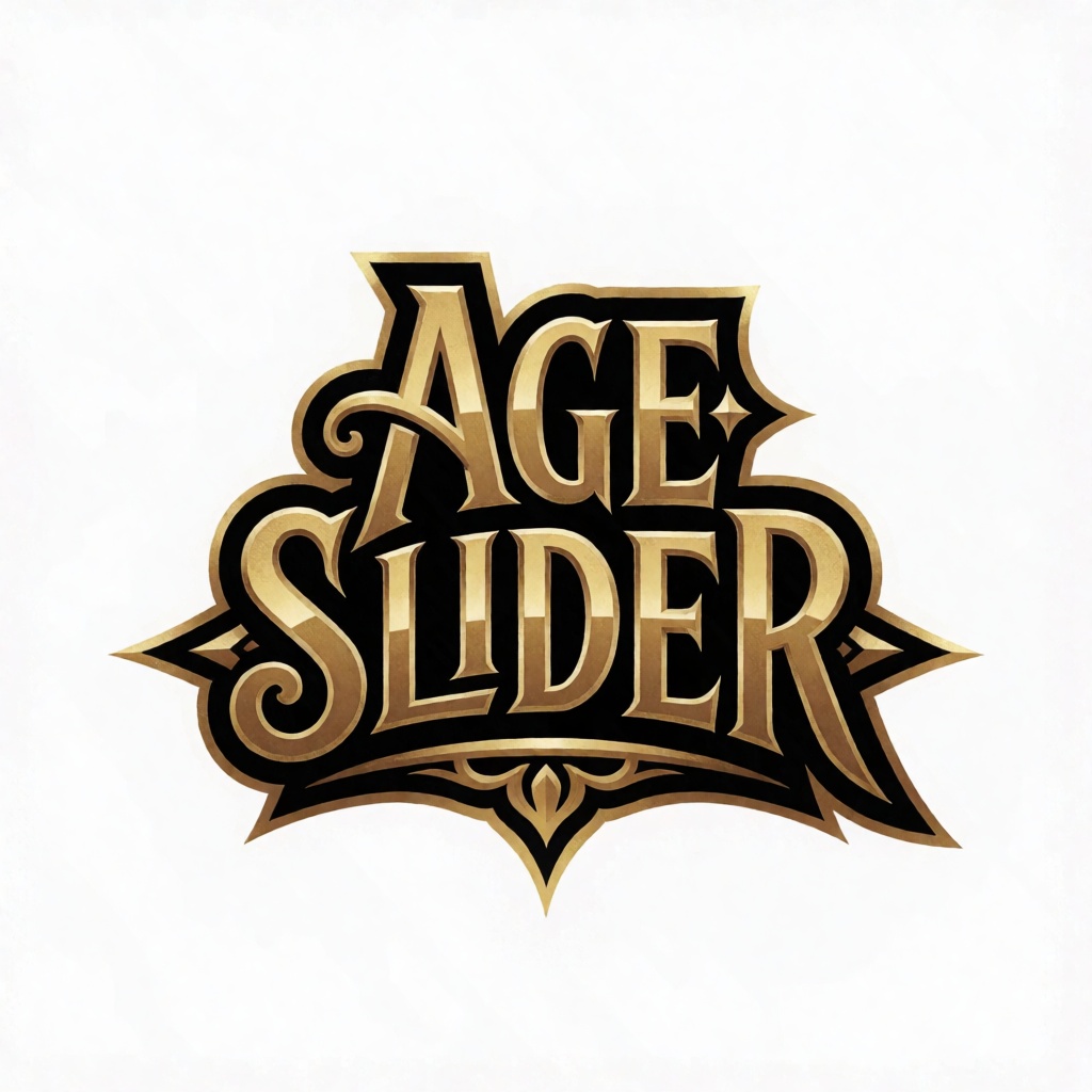 a stylish logo for a company called "AGE SLIDER",  golden,  sharp with intricate details on Tensor.Art