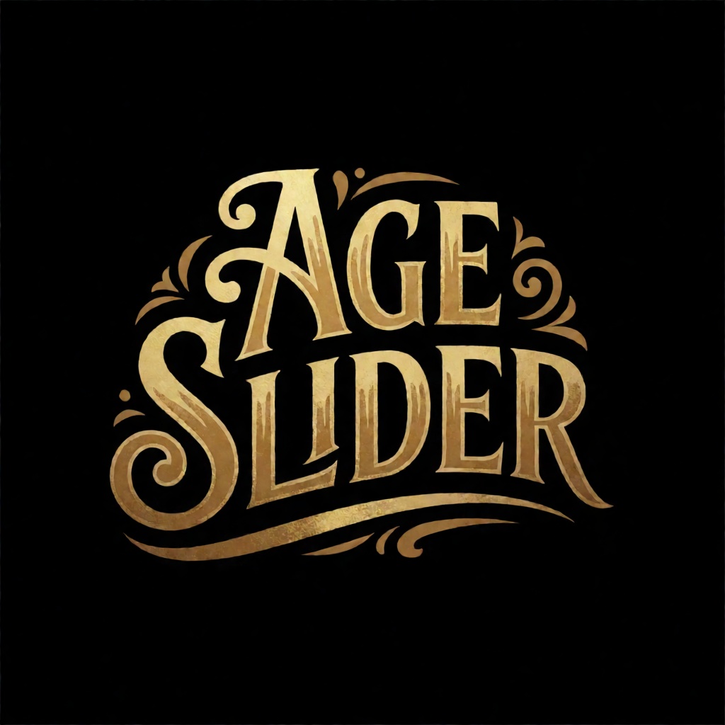 a stylish logo for a company called "AGE SLIDER",  black background,  golden font on Tensor.Art