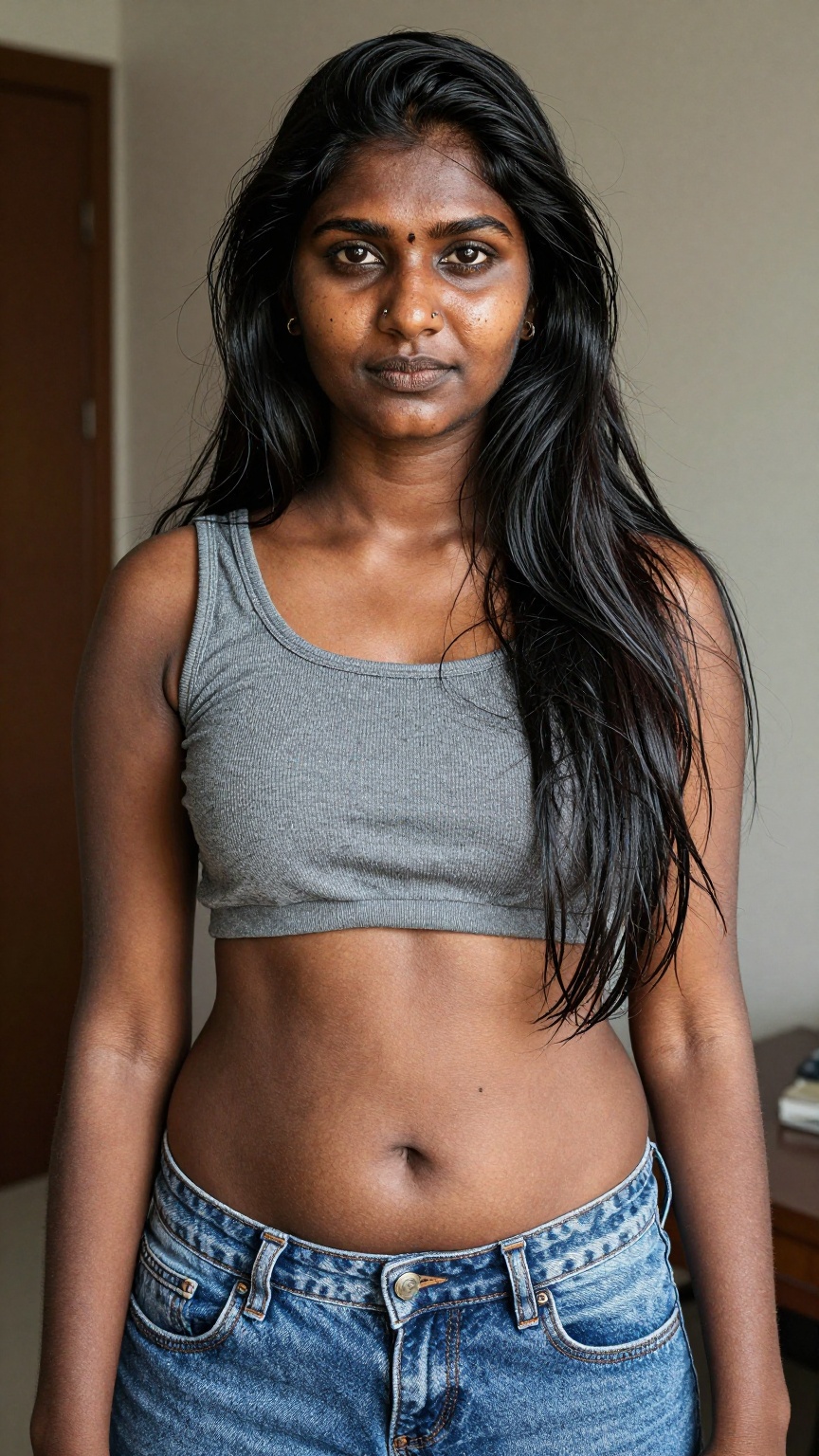 Indian dusky long hair,  perfect face and skin details,  imperfections add for realistic look on Tensor.Art