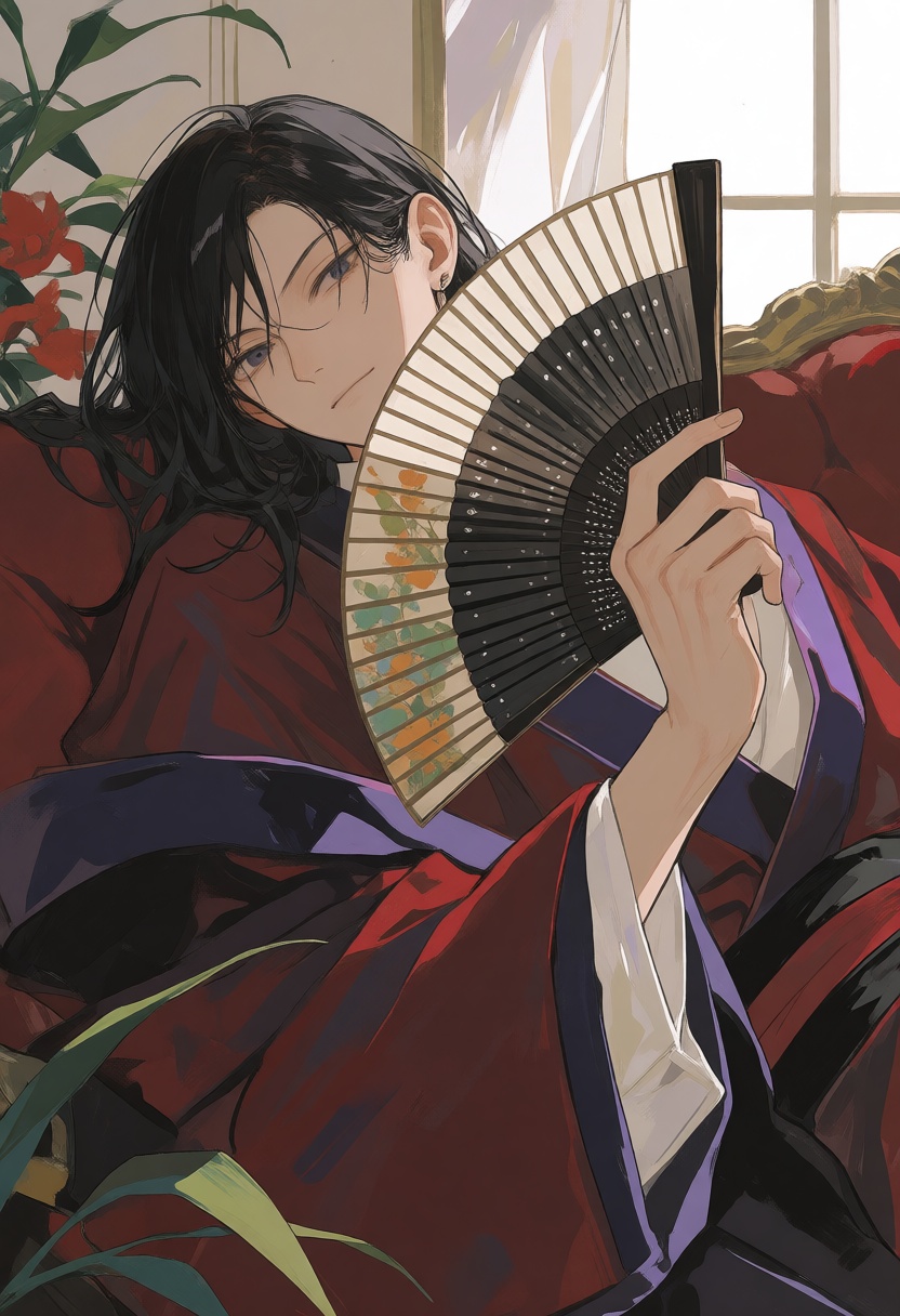 niji-siji,  anime style,  A young man with black hair on Tensor.Art