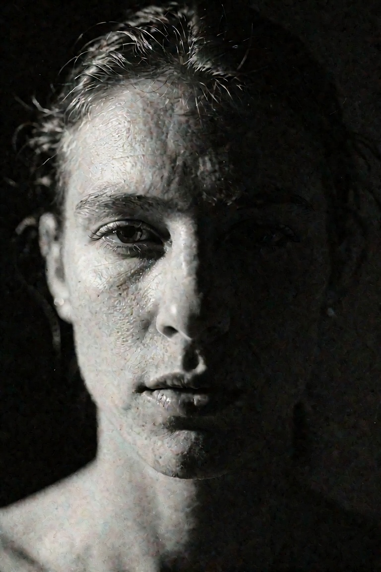 A classic fine-art black and white photographic portrait of [trigger word]. Inspired by Peter Lindbergh's style,  shot on...