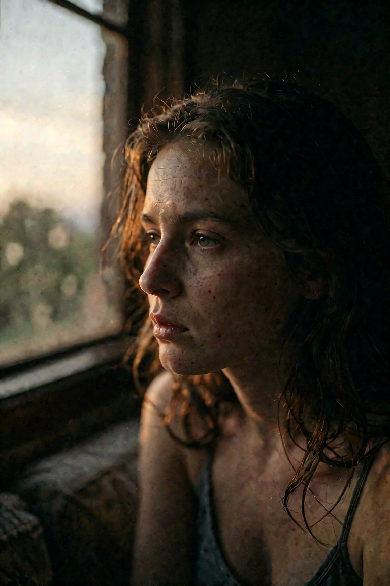 A poignant cinematic character study frame of [trigger word] in an emotionally charged indie drama film. Shot on 35mm film...