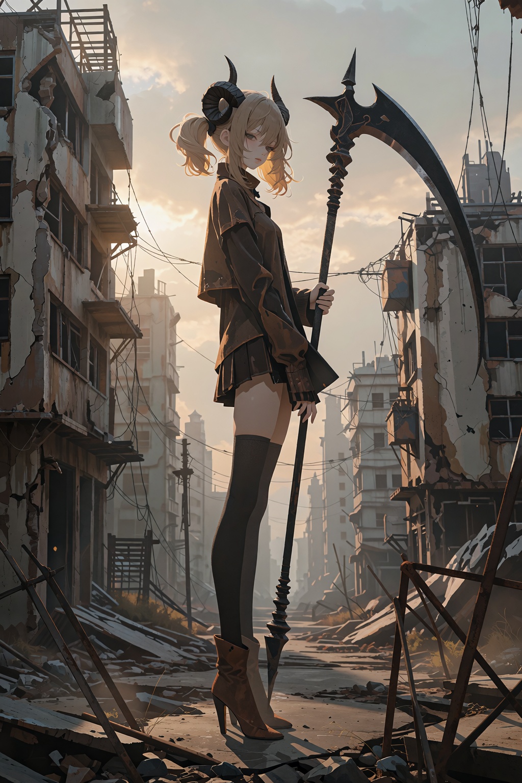 日系厚涂插画,  末世废土风格,  二次元少女原画 on Tensor.Art