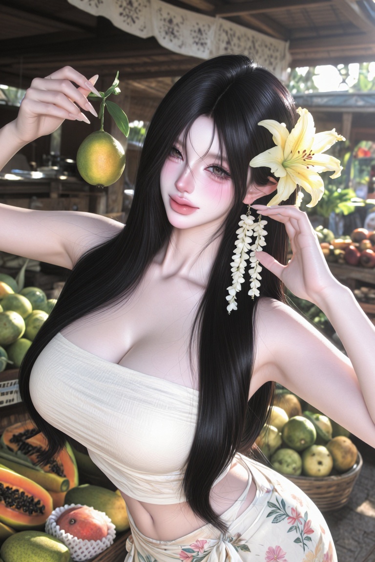 1girl,  solo,  young woman with long straight silky black hair on Tensor.Art