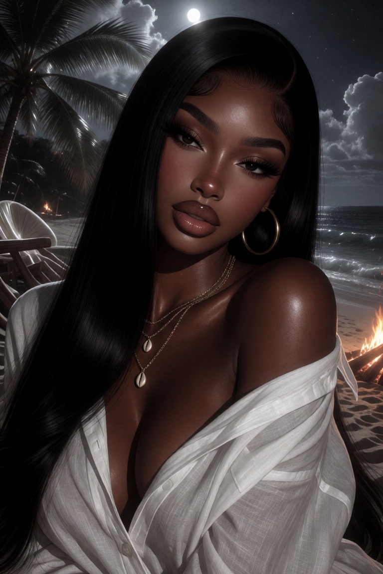 p0rcelana,  A portrait of a beautiful woman is captured in a tight semi-closeup frame that focuses intensely from the mid-...