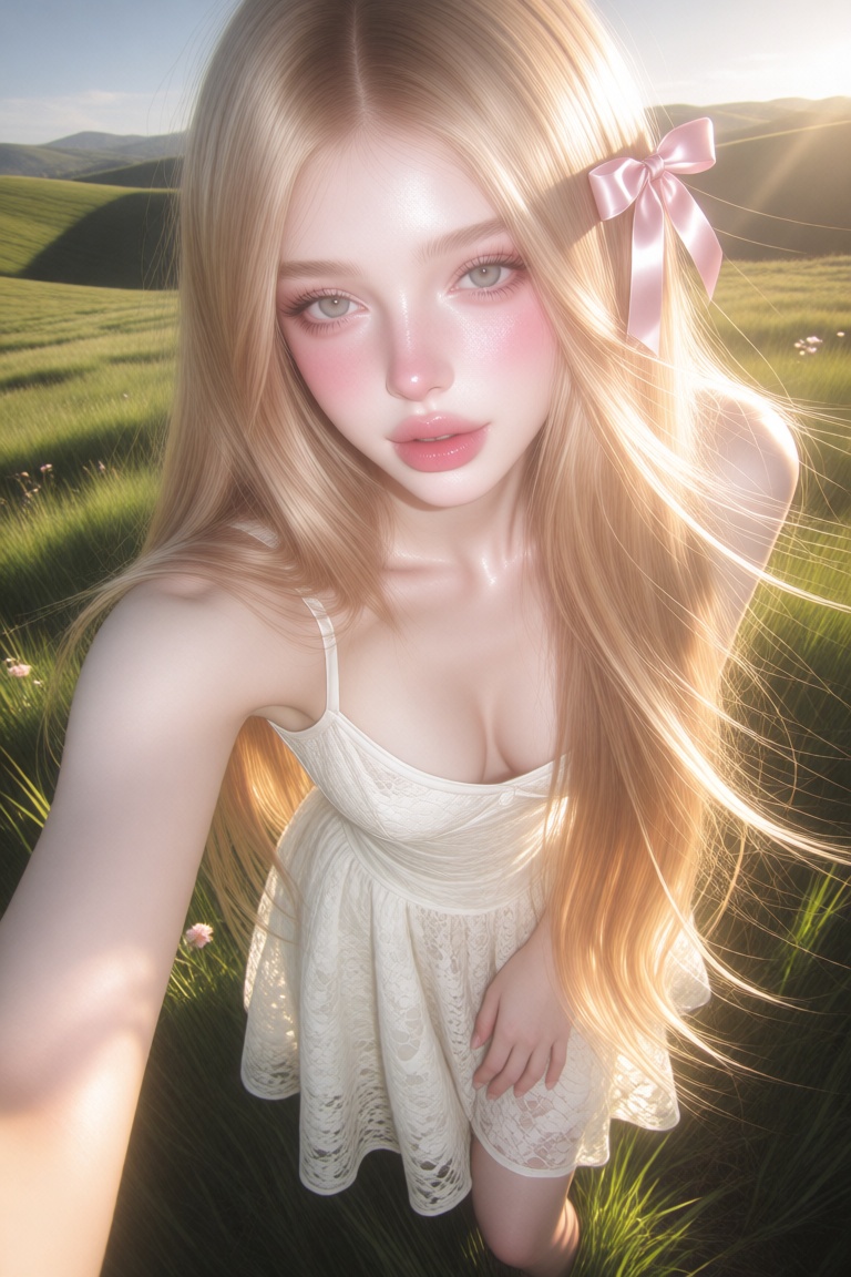 p0rcelana,  A portrait of a beautiful woman is captured from a high-angle,  slightly downward perspective that emphasizes...