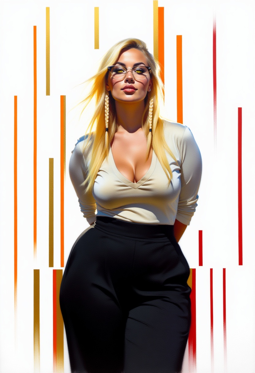 gouache painting,  portrait of a female figure with yellow eyes,  blonde hair on Tensor.Art