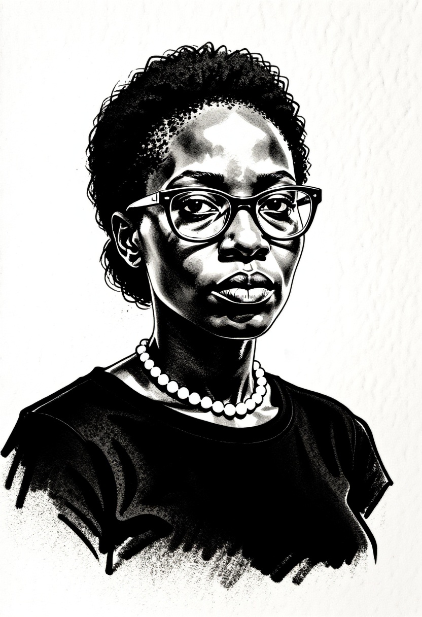 detailed gouache with outline in ink on textured paper,  depict a Senegalese woman,  with a white background on Tensor.Art