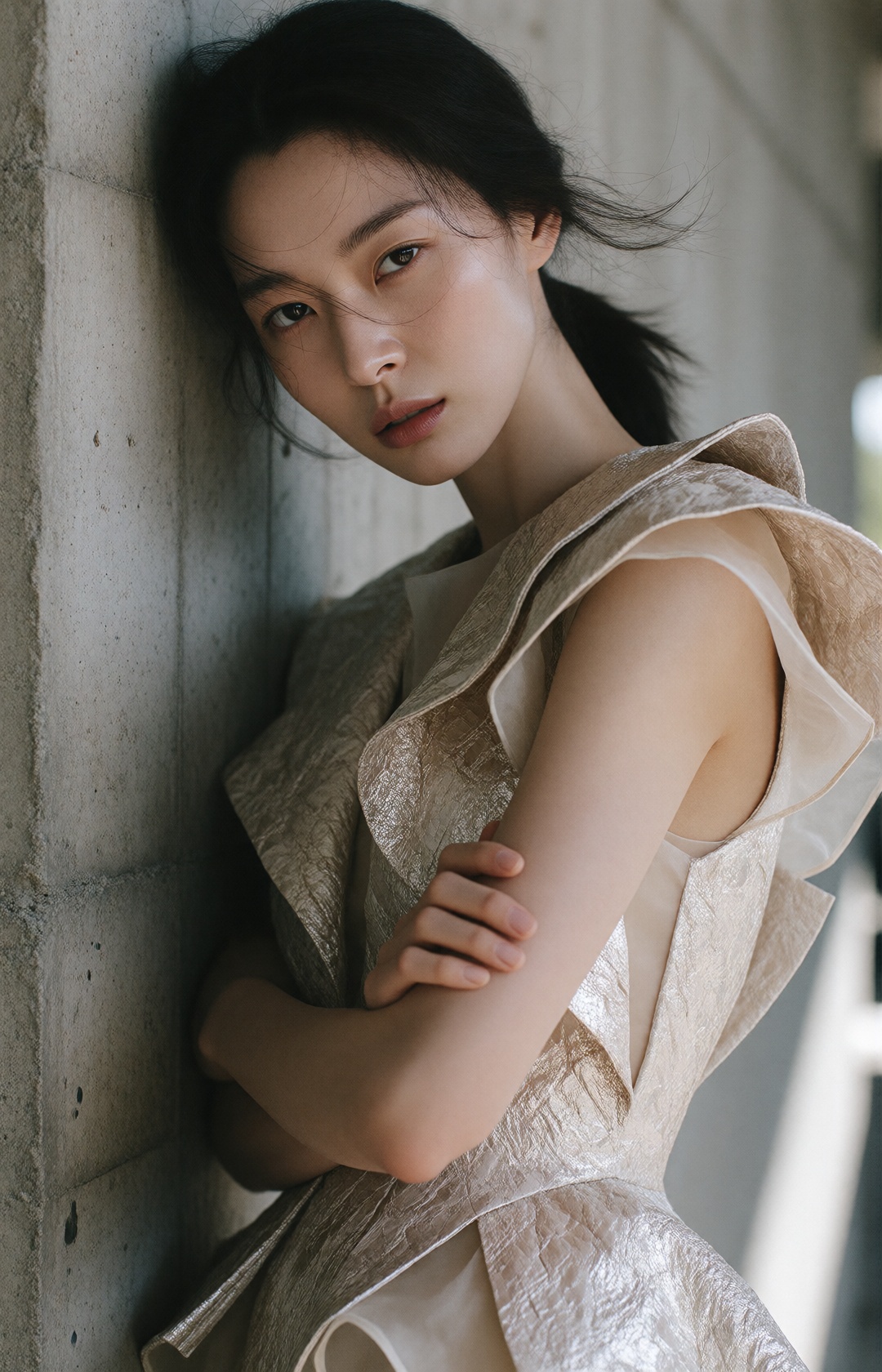cinematic avant-garde fashion editorial,  naturally elegant young Korean woman,  harmonious facial proportions on Tensor.Art