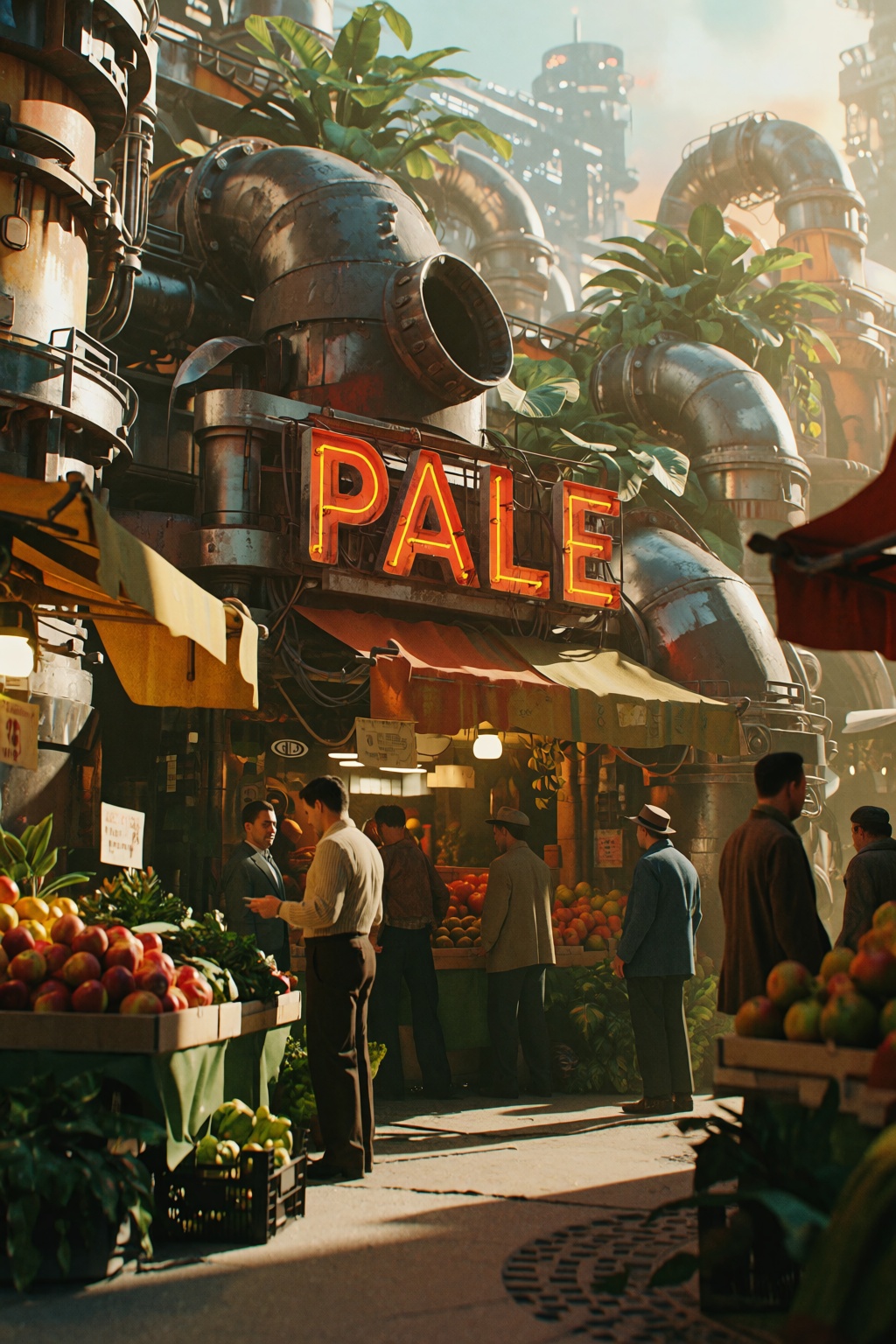 best quality,  absurdres,  parallax A bustling marketplace is set within a dense on Tensor.Art