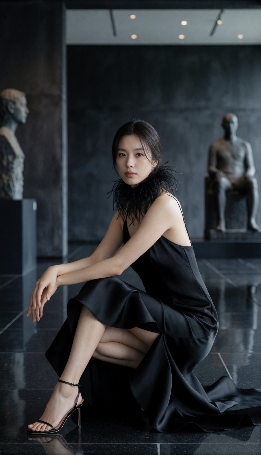 luxury gothic couture editorial,  naturally elegant young Korean woman,  harmonious facial proportions on Tensor.Art