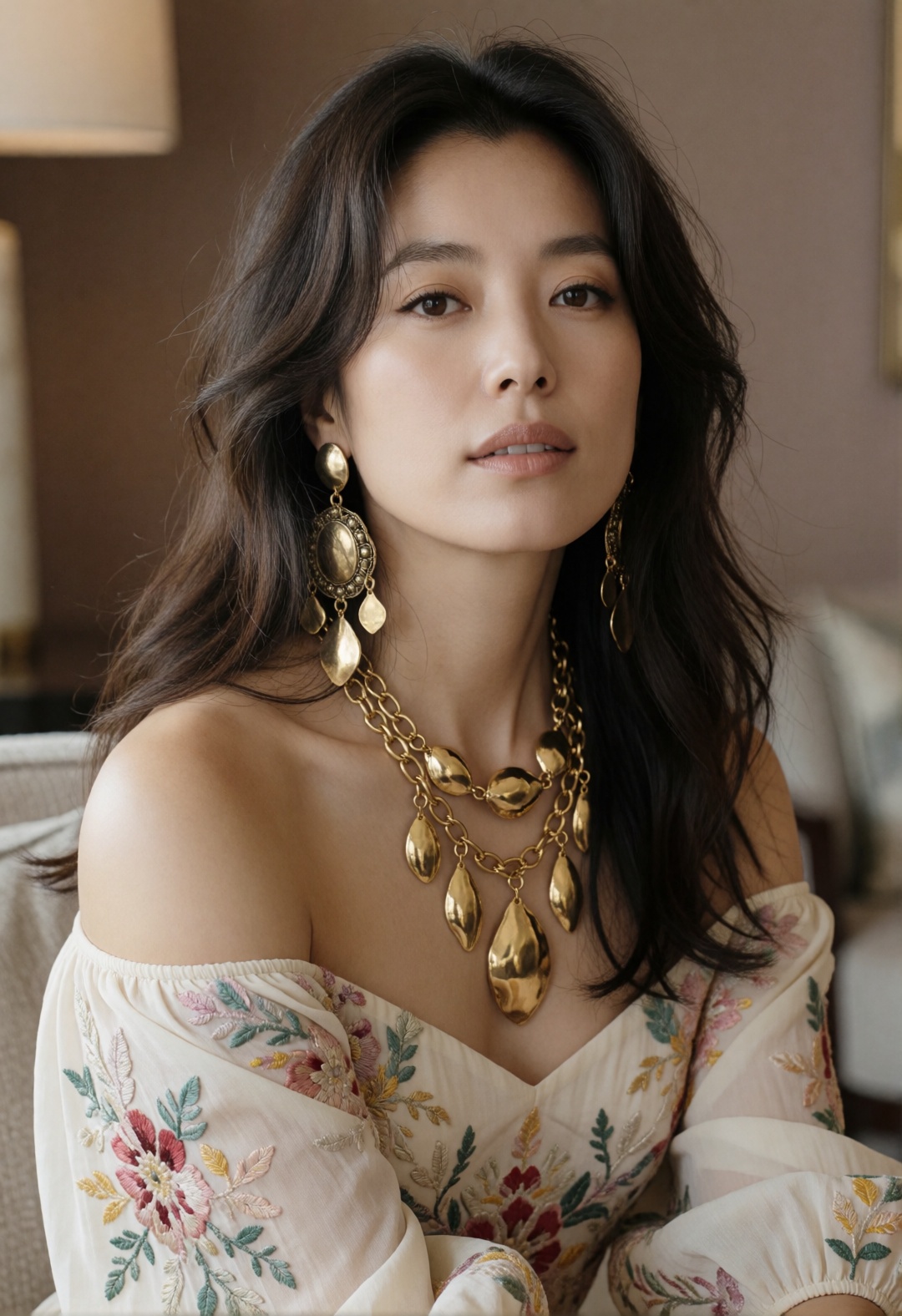 close-up beauty portrait of a beautiful 20yo korean woman,  harmonious delicate facial proportions,  elongated almond-shap...