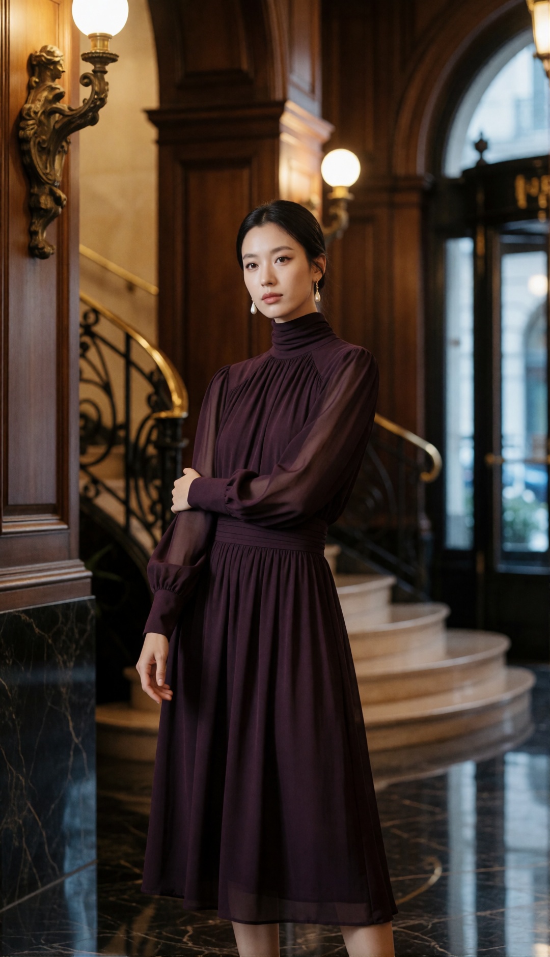 luxury cinematic fashion editorial,  naturally elegant young Korean woman,  harmonious facial proportions on Tensor.Art