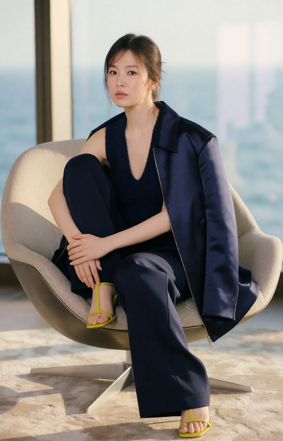 luxury contemporary fashion editorial,  young Korean woman,  slim elegant figure on Tensor.Art