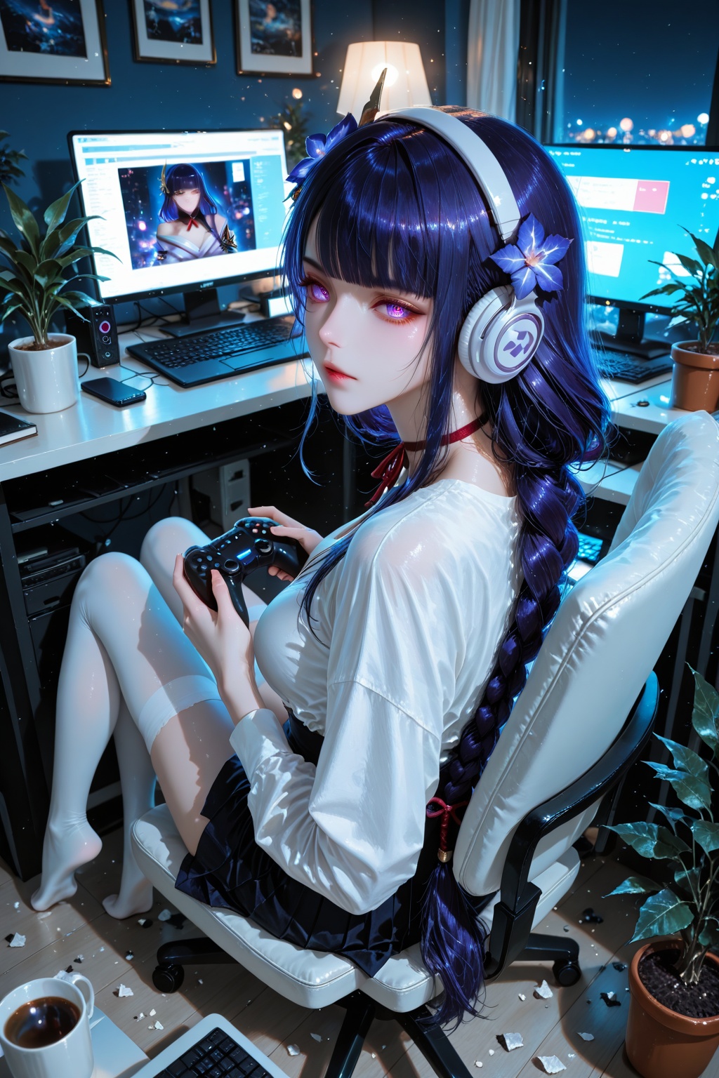 raiden shogun,  1girl,  long hair on Tensor.Art