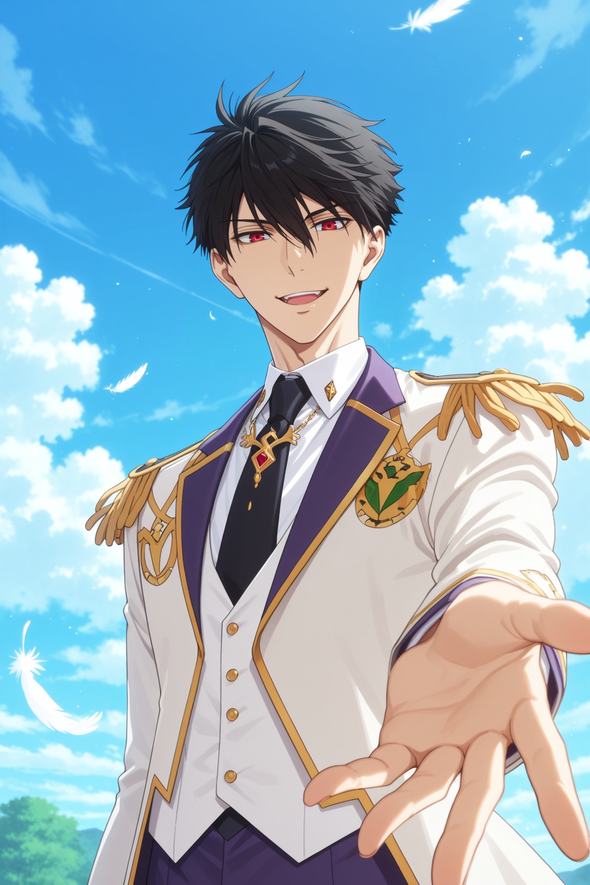 teika ichijoji,  black hair,  red eyes on Tensor.Art