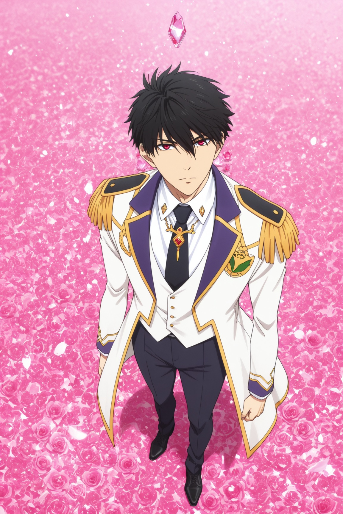 Teika Ichijoji,  black hair,  red eyes on Tensor.Art