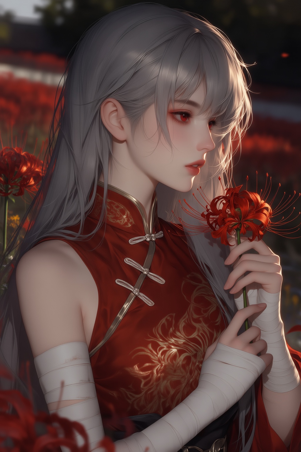1girl,  solo,  flower on Tensor.Art