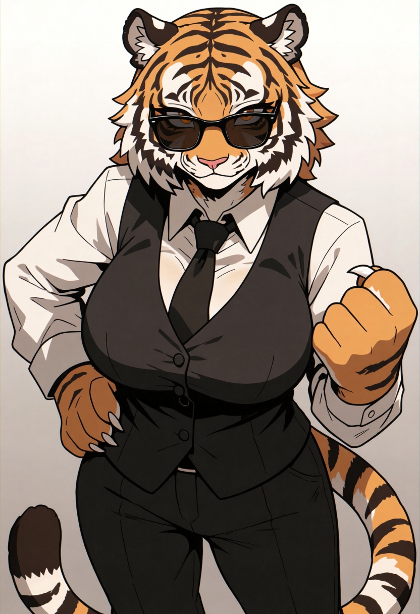 from above,  anthro tiger,  1girl on Tensor.Art